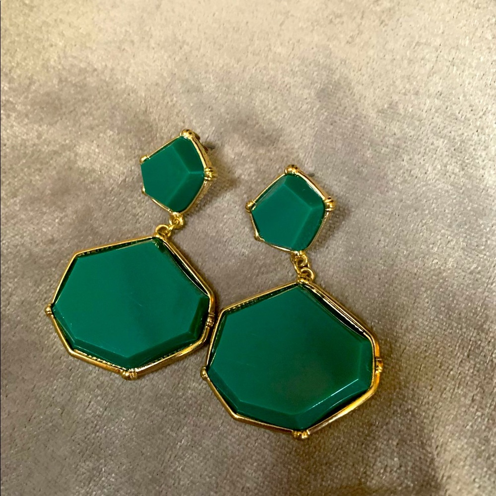 Gold & emerald post earrings